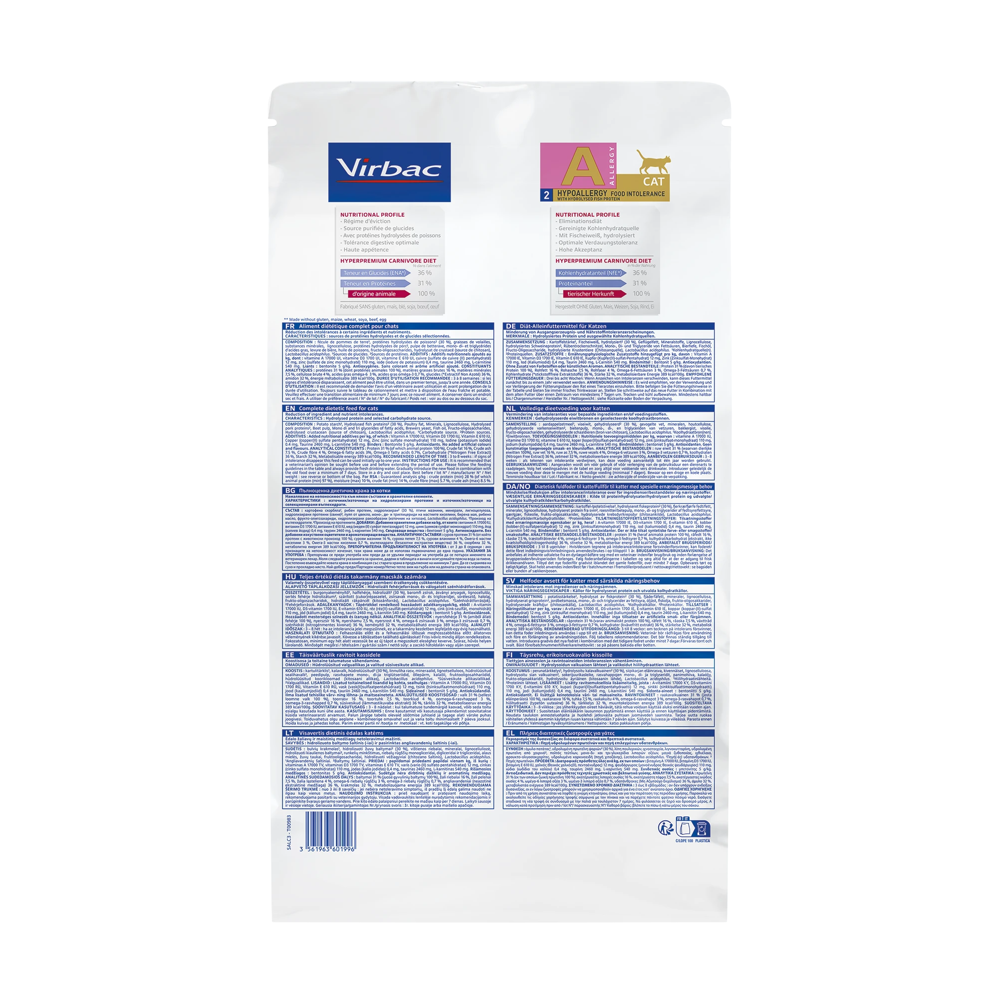 Virbac Veterinary HPM Diététique Hypoallergy Food Intolerance - croquettes chat