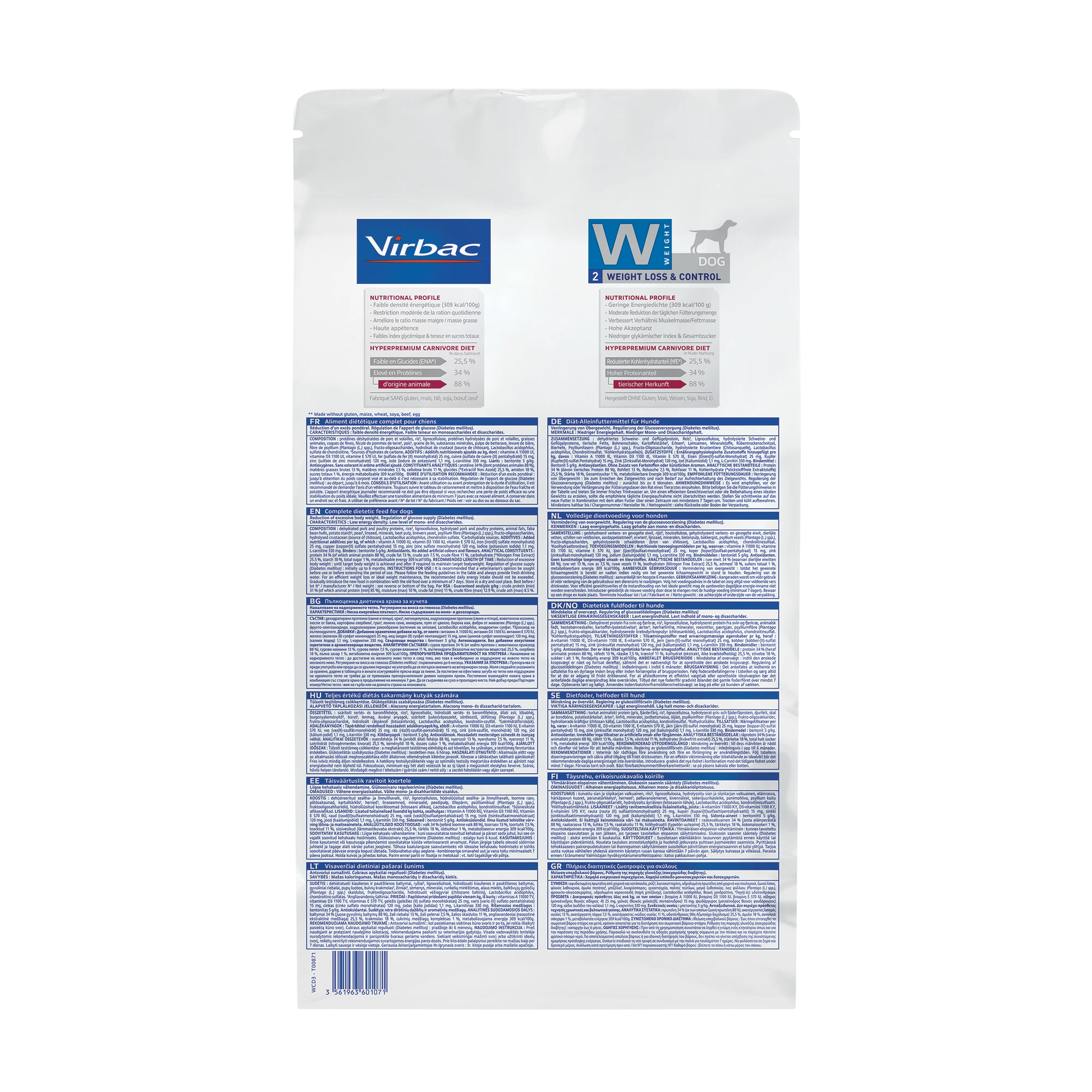 Virbac Veterinary HPM Diététique Weight Loss & Control - croquettes chien