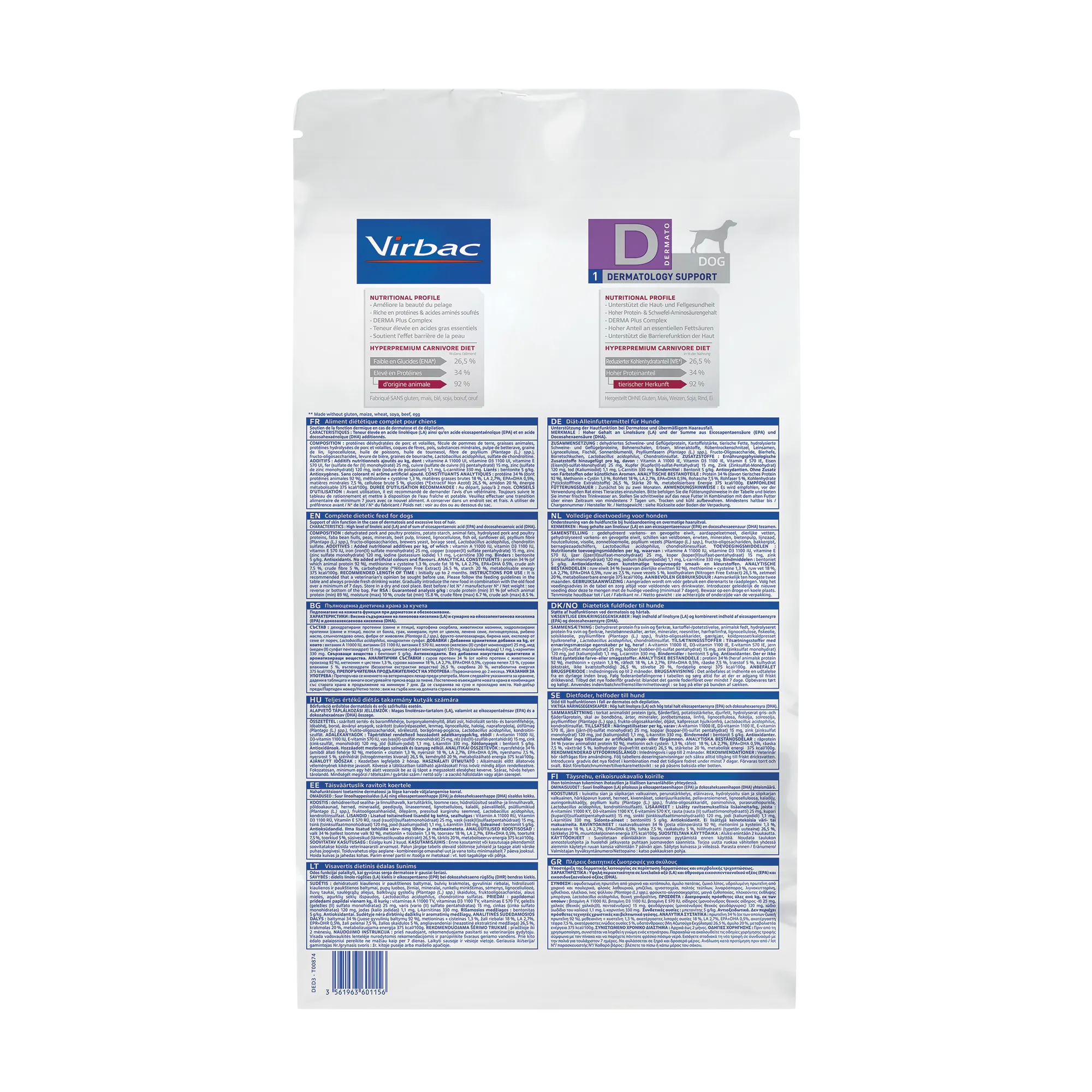 Virbac Veterinary HPM Diététique Dermatology support - croquettes chien