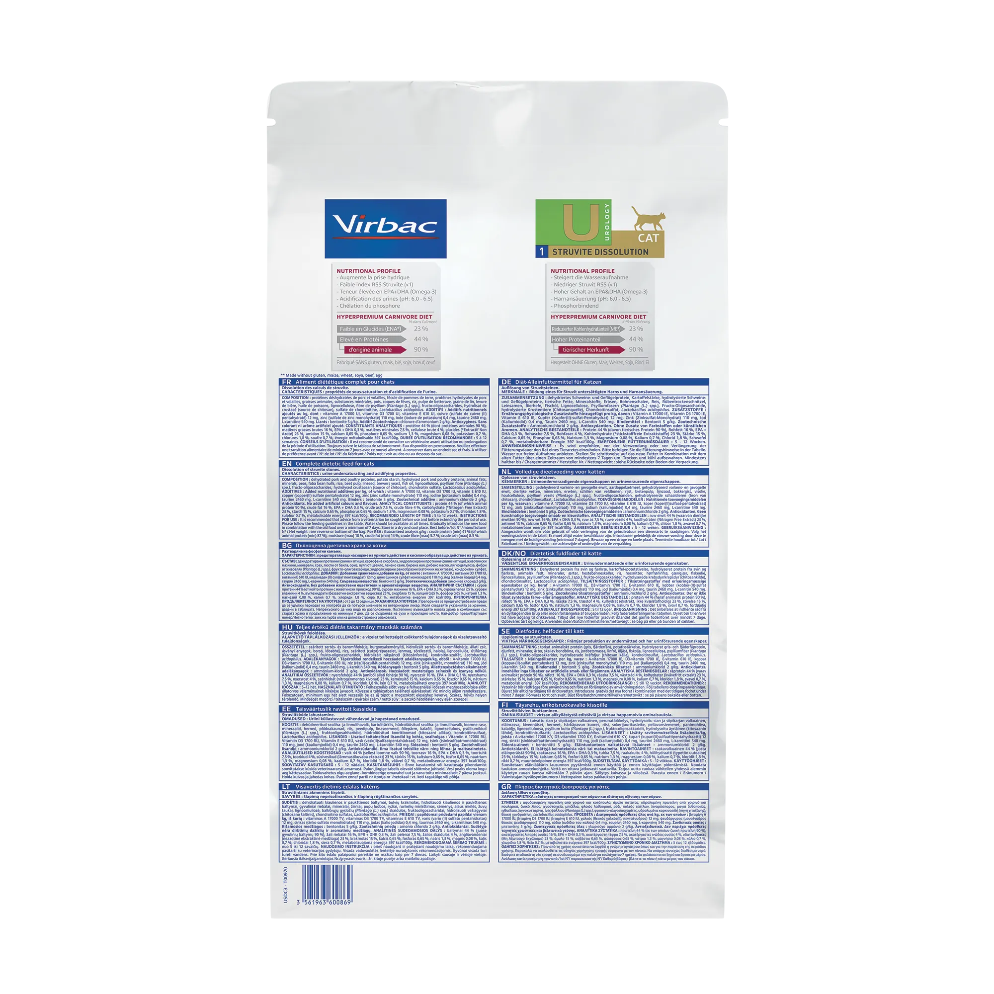 Virbac Veterinary HPM Diététique Urology Struvite Dissolution - croquettes chat