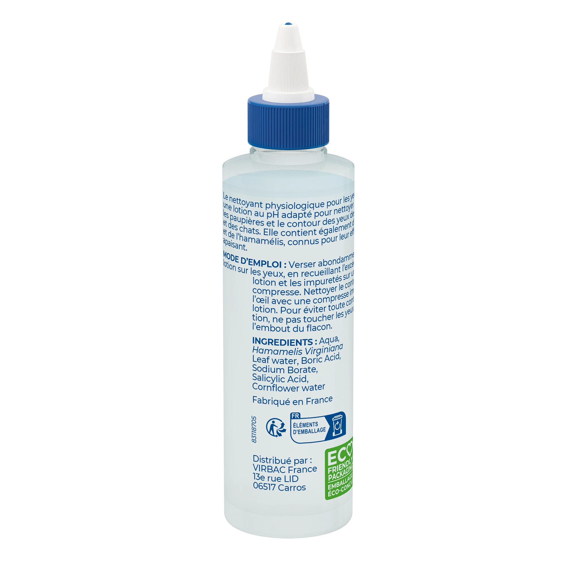 Nettoyant physiologique pour les yeux chien, chat