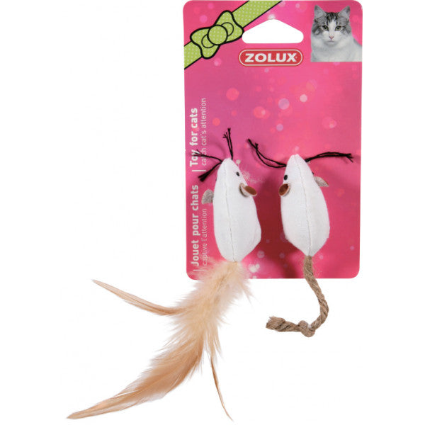 Lot de souris en plume et corde Chat