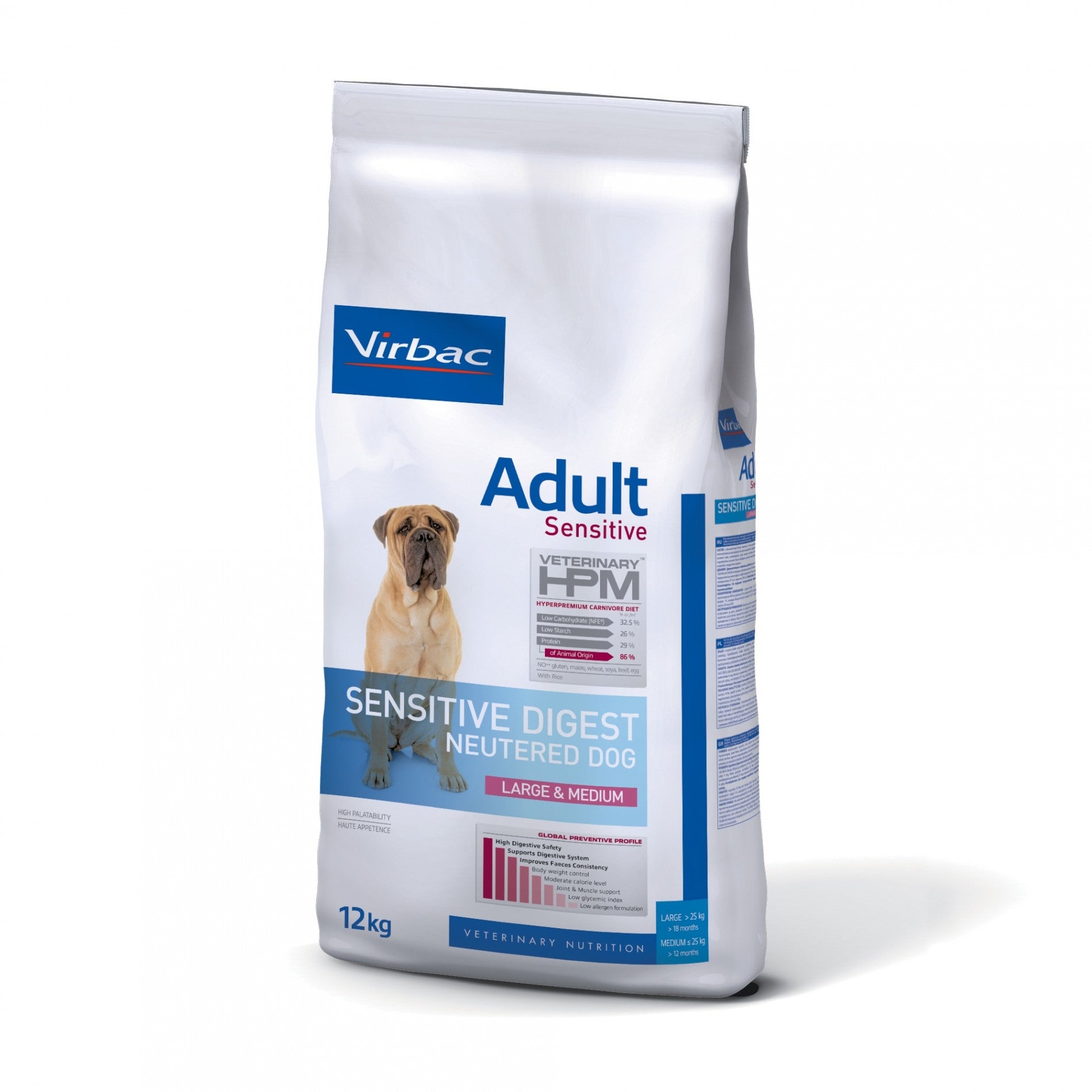 Virbac Veterinary HPM Adult Sensitive Neutered Dog Large & Medium - croquettes chien