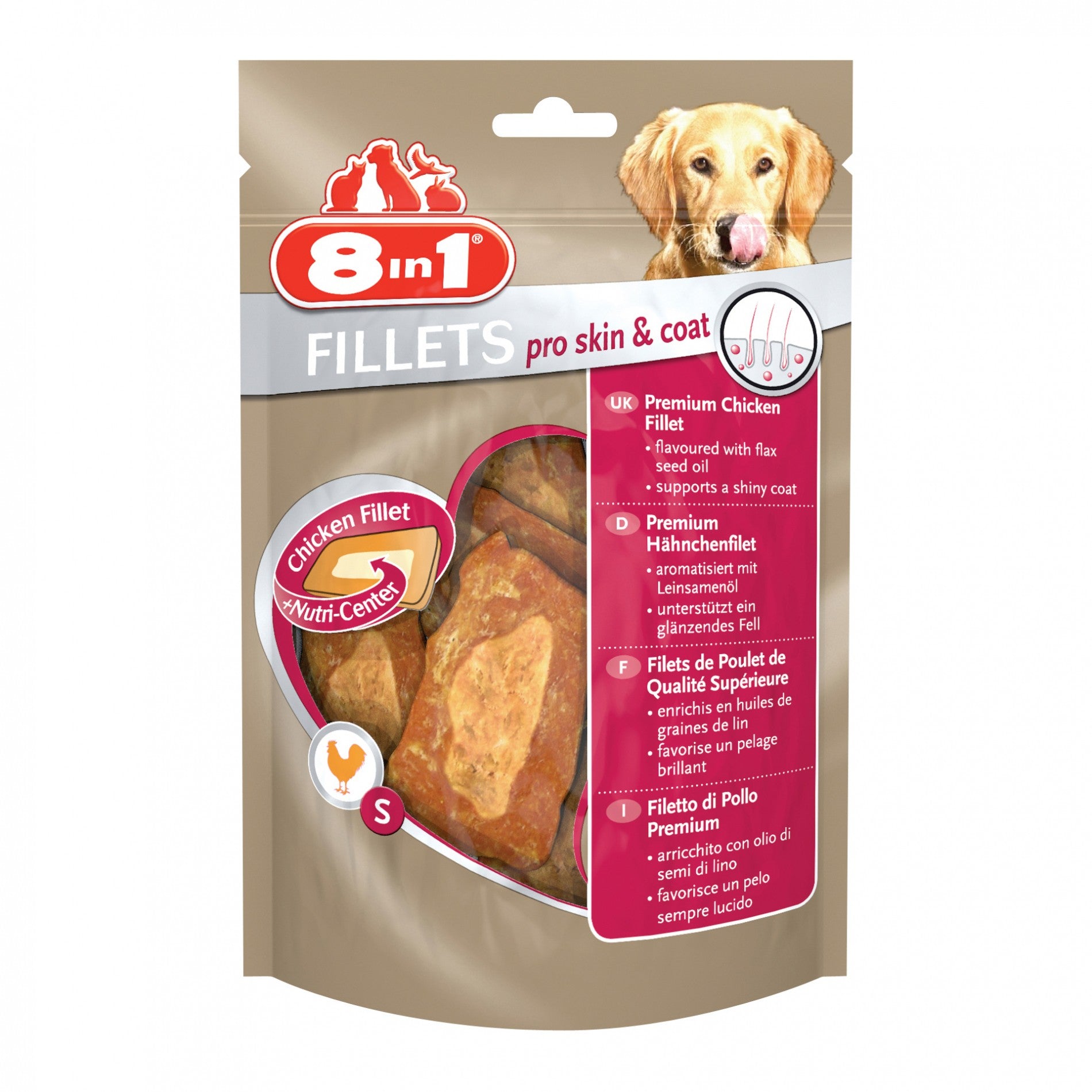 Friandises Pro Skin & Coat 8in1, facilite un pelage brillant
