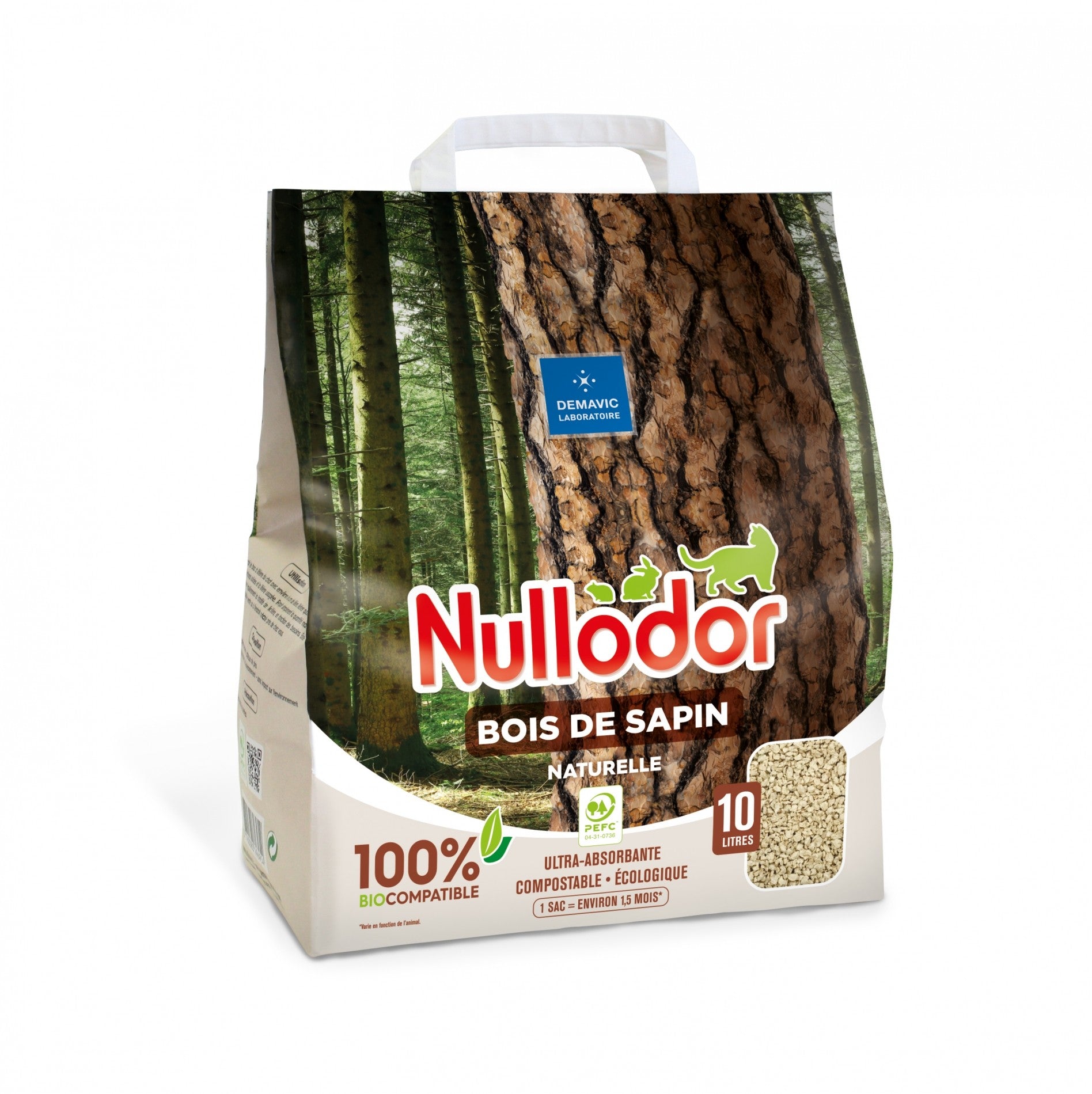 Litière Nullodor 100% naturelle - bois de sapin, chat & rongeur