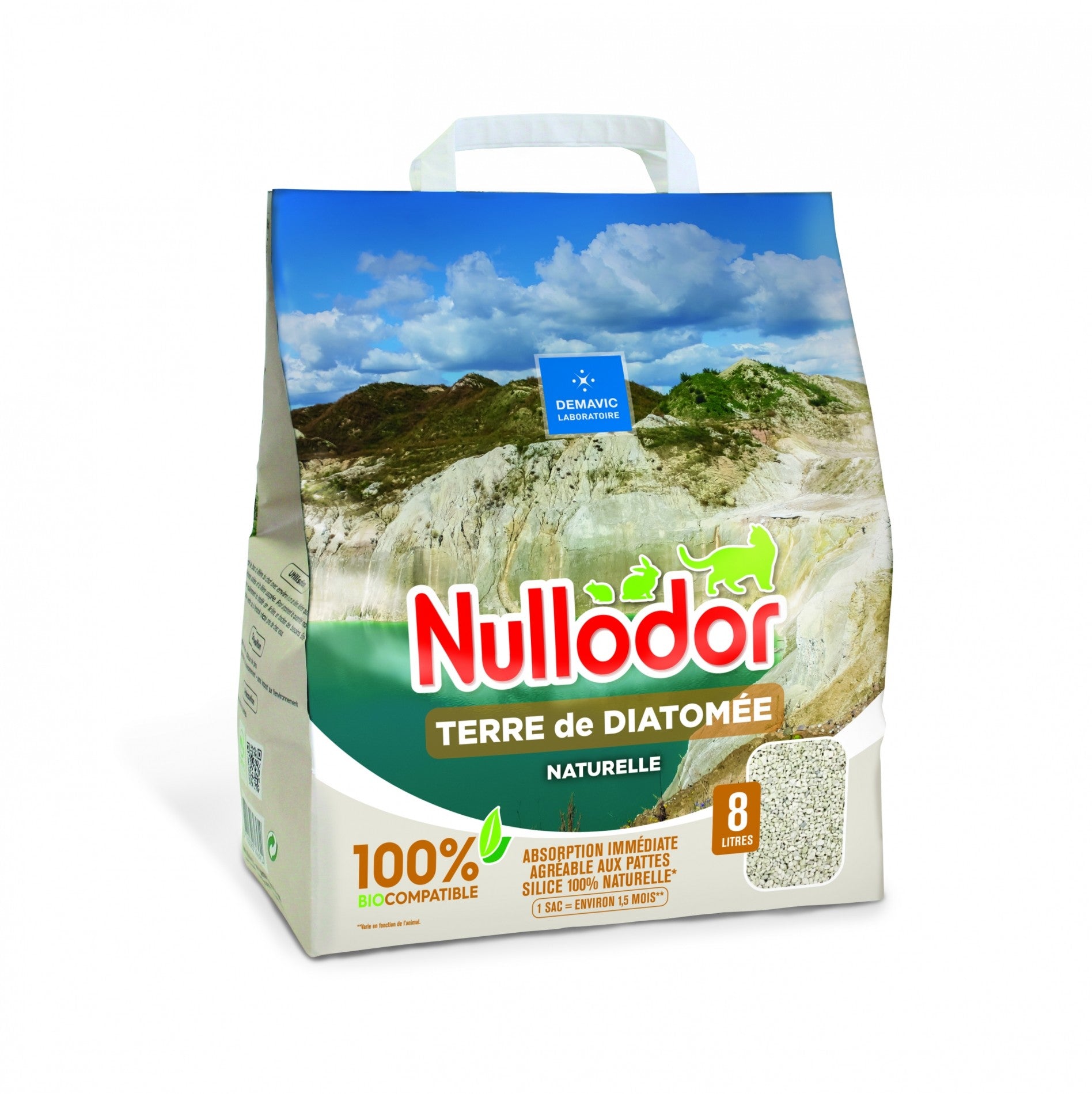 Litière Nullodor naturelle Terre de Diatomée - chat, rongeur