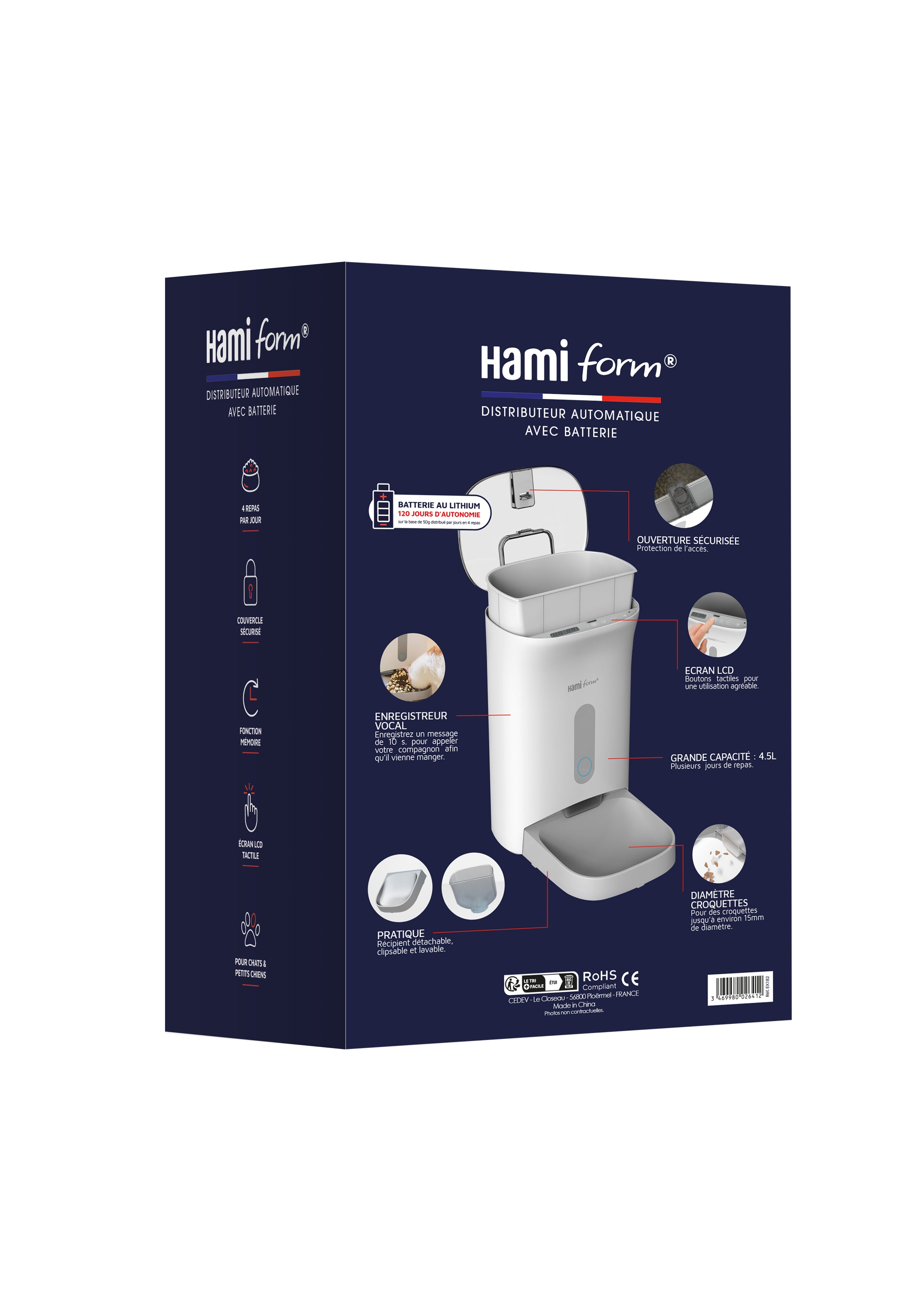 Distributeur Automatic Pet Feeder 4 repas sur batterie