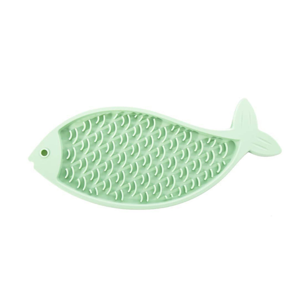 Tapis de léchage poisson silicone vert