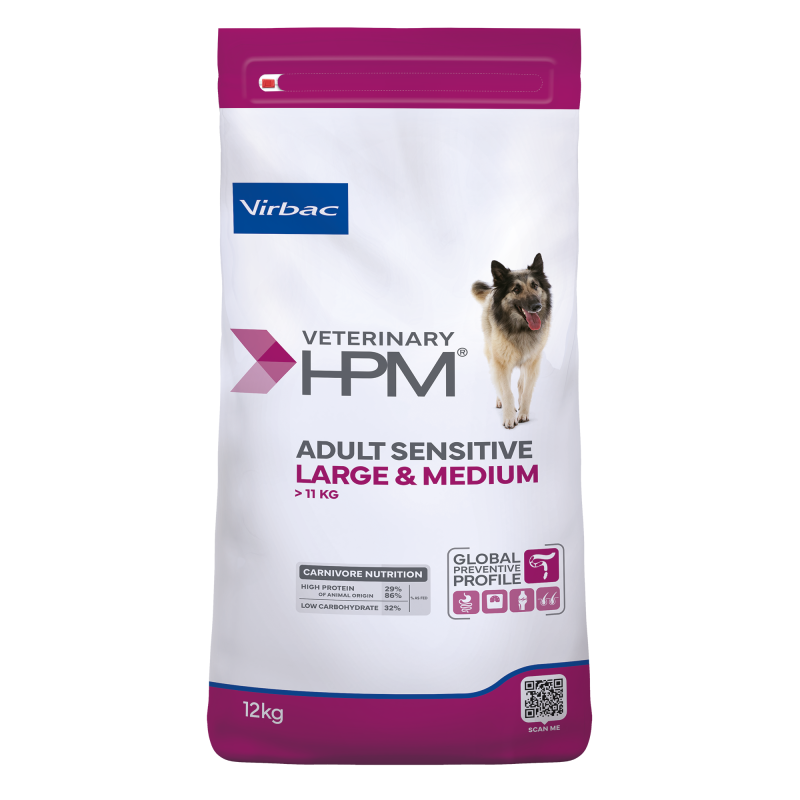 Veterinary HPM Adult Sensitive Large & Medium Dog - croquettes chien