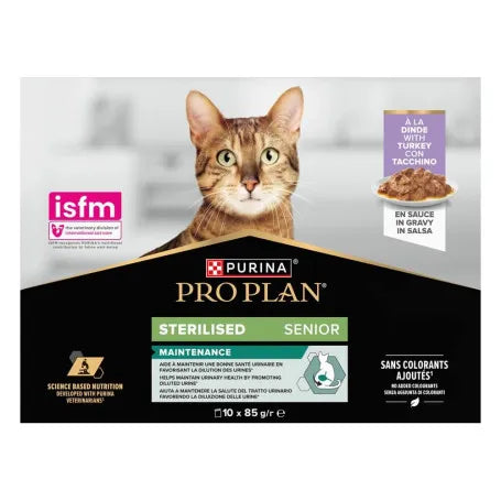 Pro Plan Chat Senior Stérilisé – Dinde 10 x 85 g