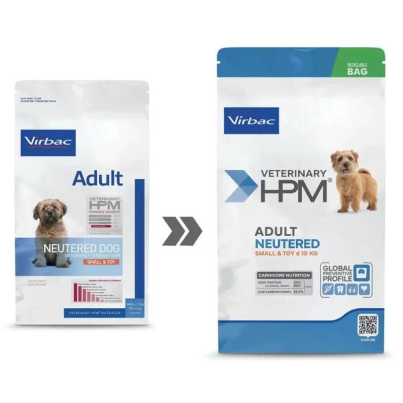 Veterinary HPM Adult Neutered Dog Small & Toy - croquettes chien