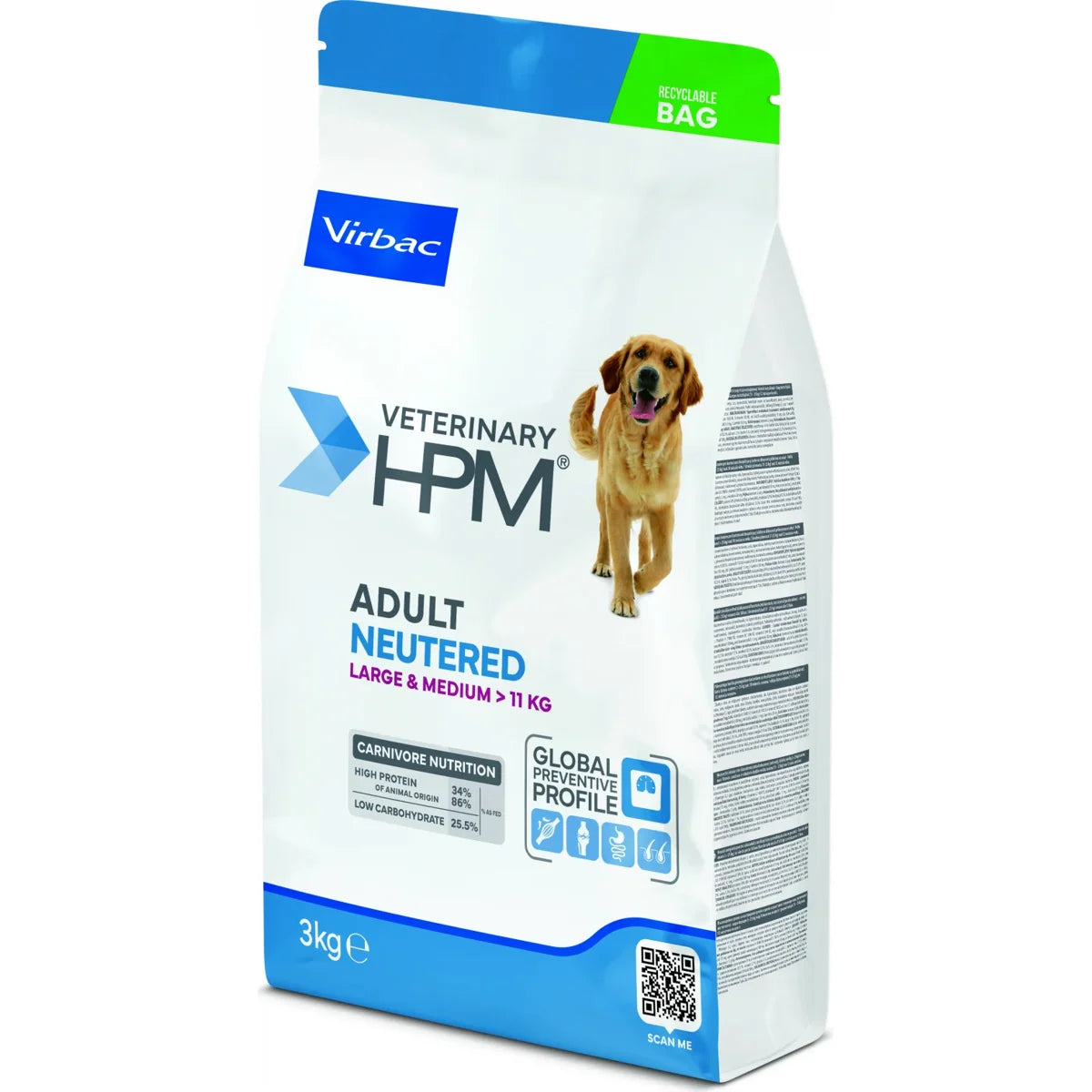 Virbac Veterinary HPM Adult Neutered Dog Large & Medium - croquettes chien