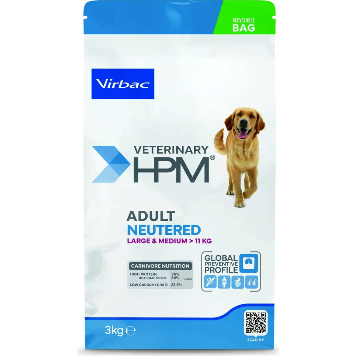 Virbac Veterinary HPM Adult Neutered Dog Large & Medium - croquettes chien