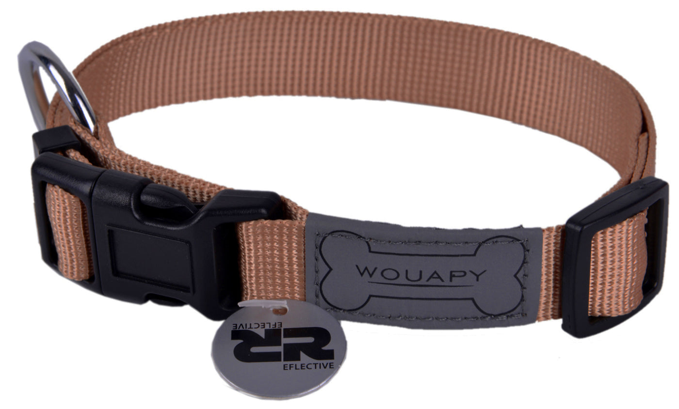 Collier basic taupe 15MM chien