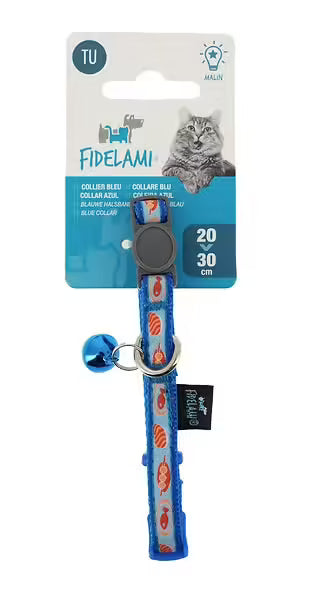 Collier Bleu à motif - Chat