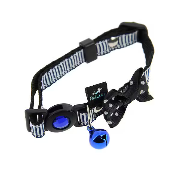 Collier avec nœud à pois chat