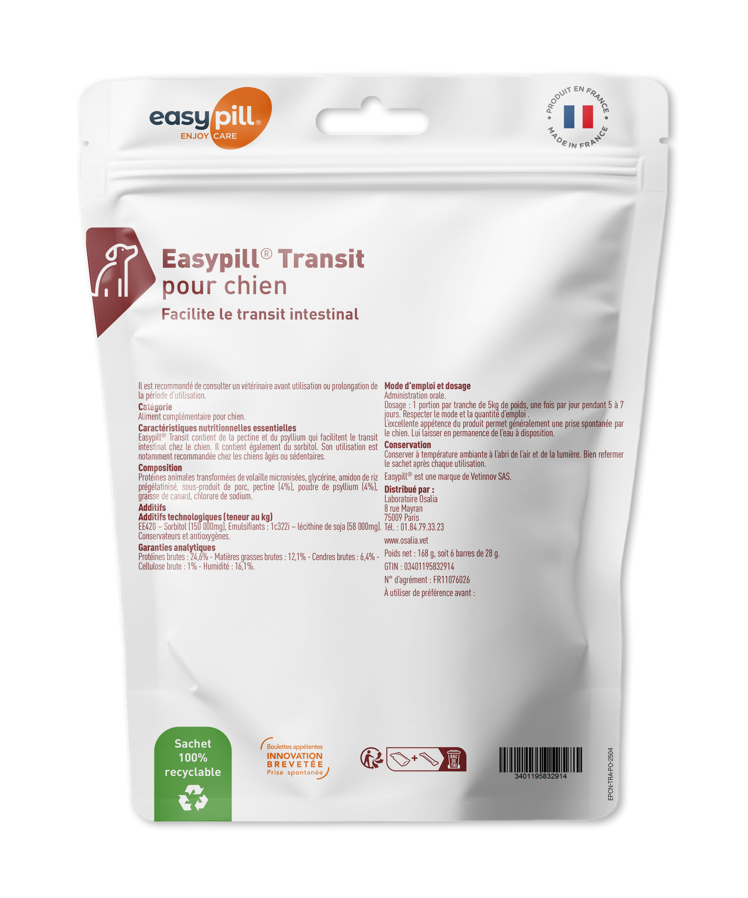 Easypill Transit chien