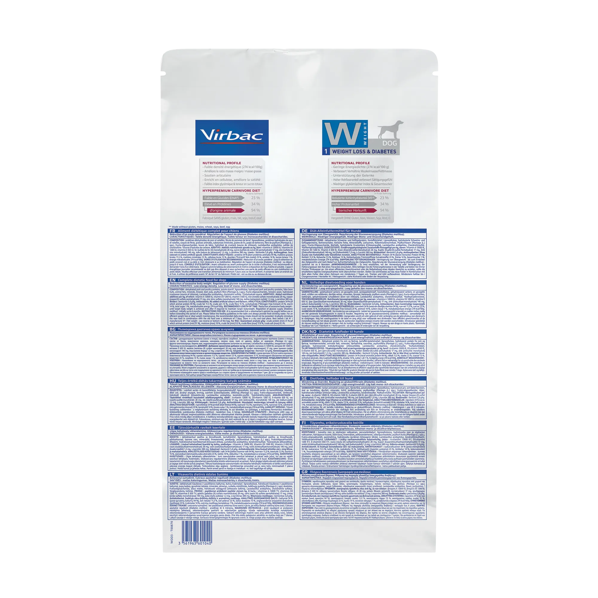 Virbac Veterinary HPM Diététique Weight Loss &amp; Diabetes - croquettes chien