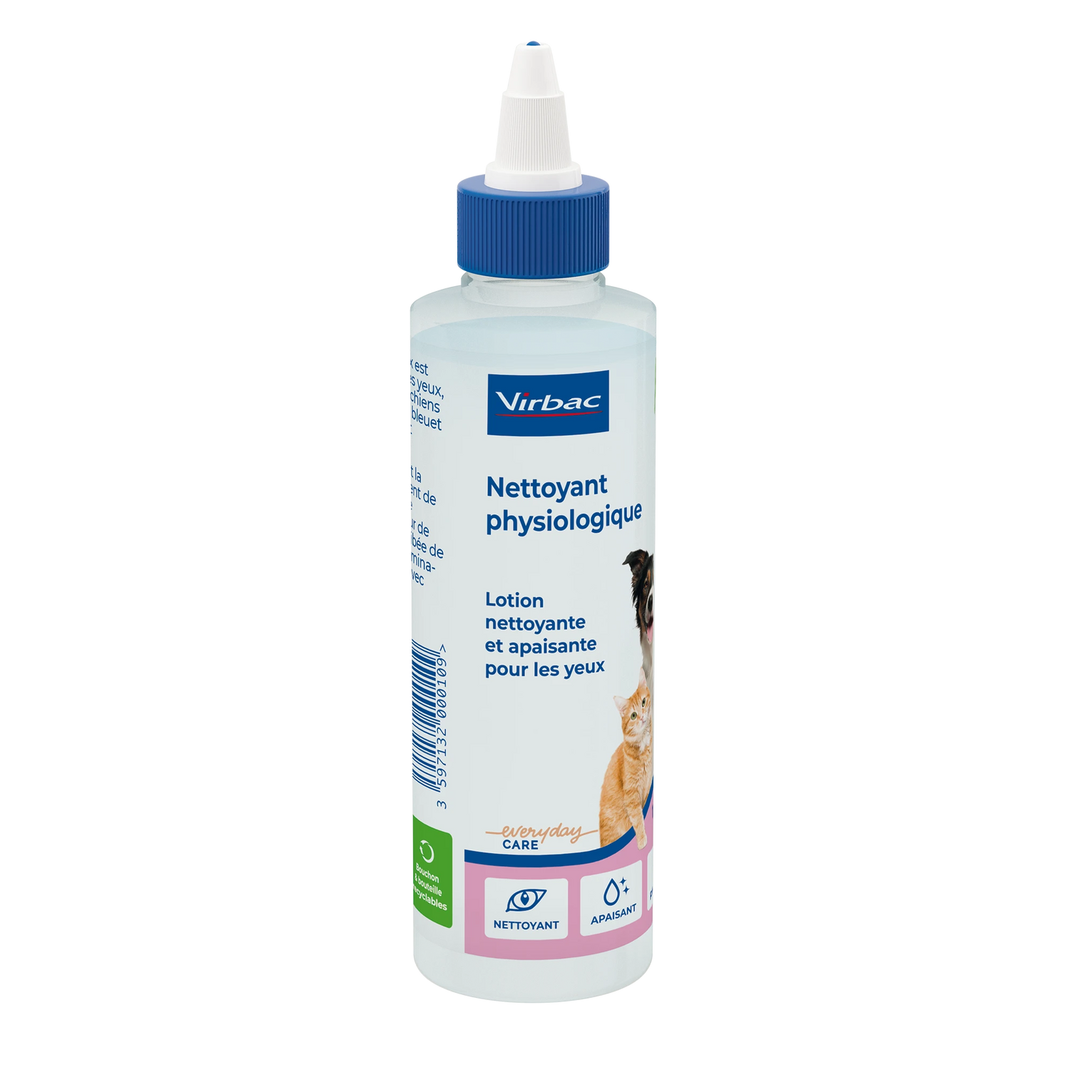 Nettoyant physiologique pour les yeux chien, chat