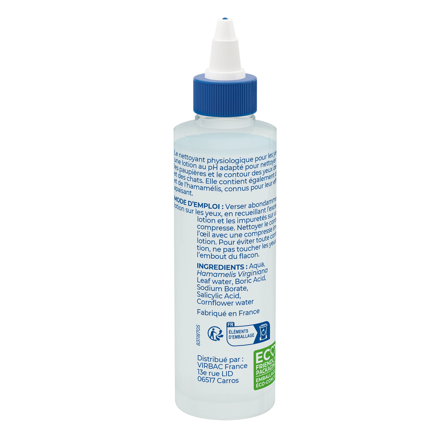 Nettoyant physiologique pour les yeux chien, chat