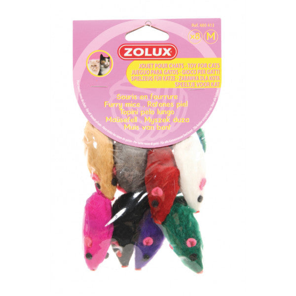 Lot de 8 souris en fourrure jouet chat