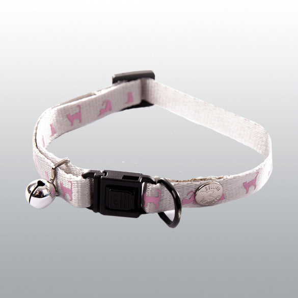 Collier gris et rose clair chat