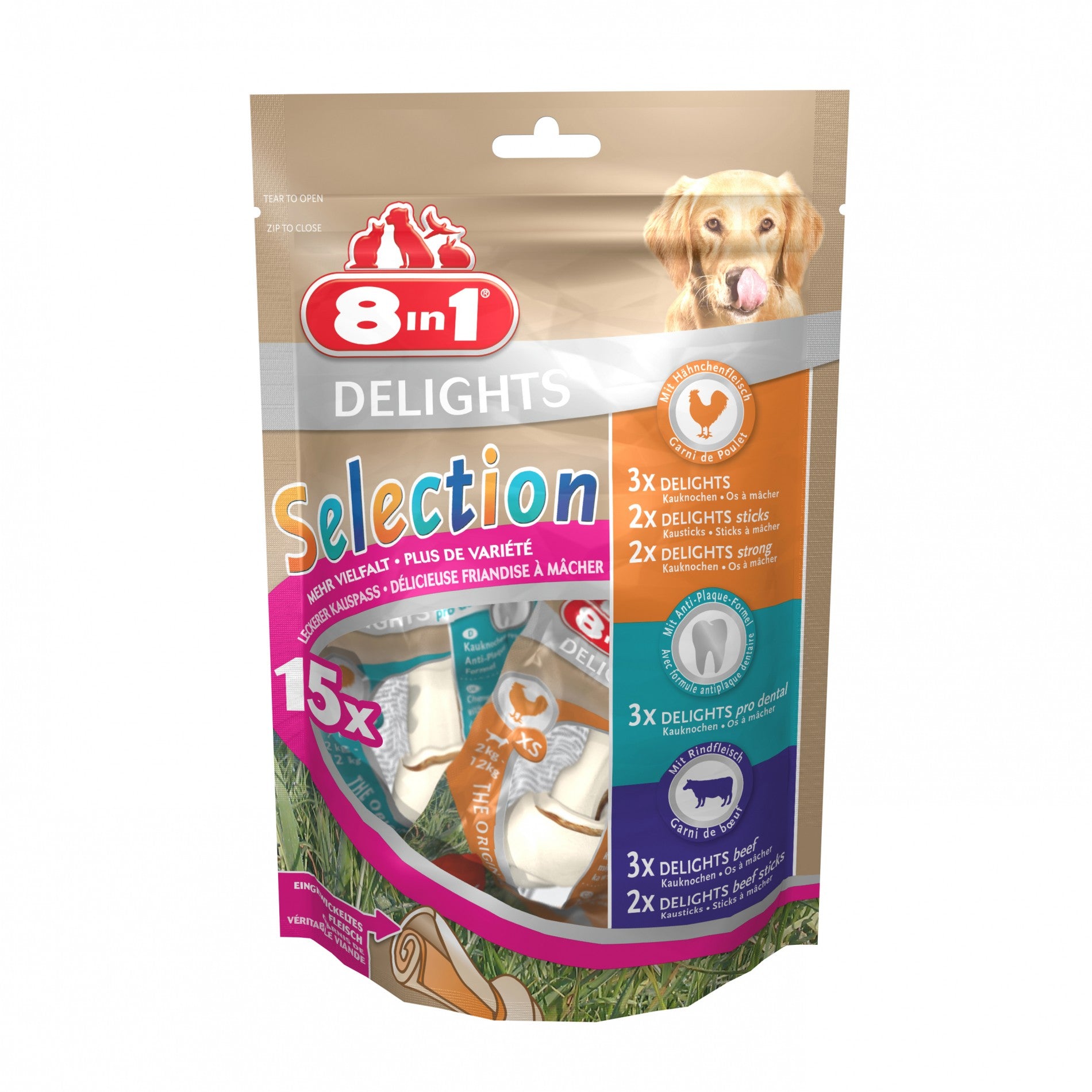 Os &amp; bâtonnets à mâcher 8in1 Delights Selection XS chien