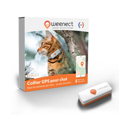 Collier GPS Weenect XS blanc chat