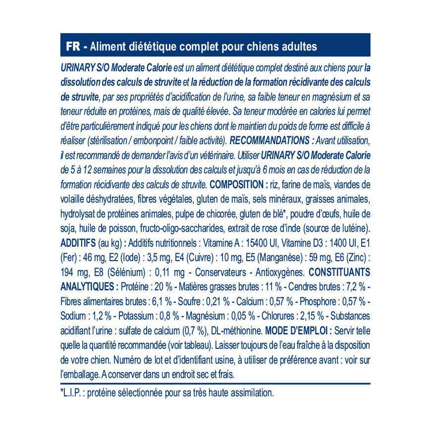 Royal Canin Veterinary Urinary S/0 Moderate Calorie - aliment chien