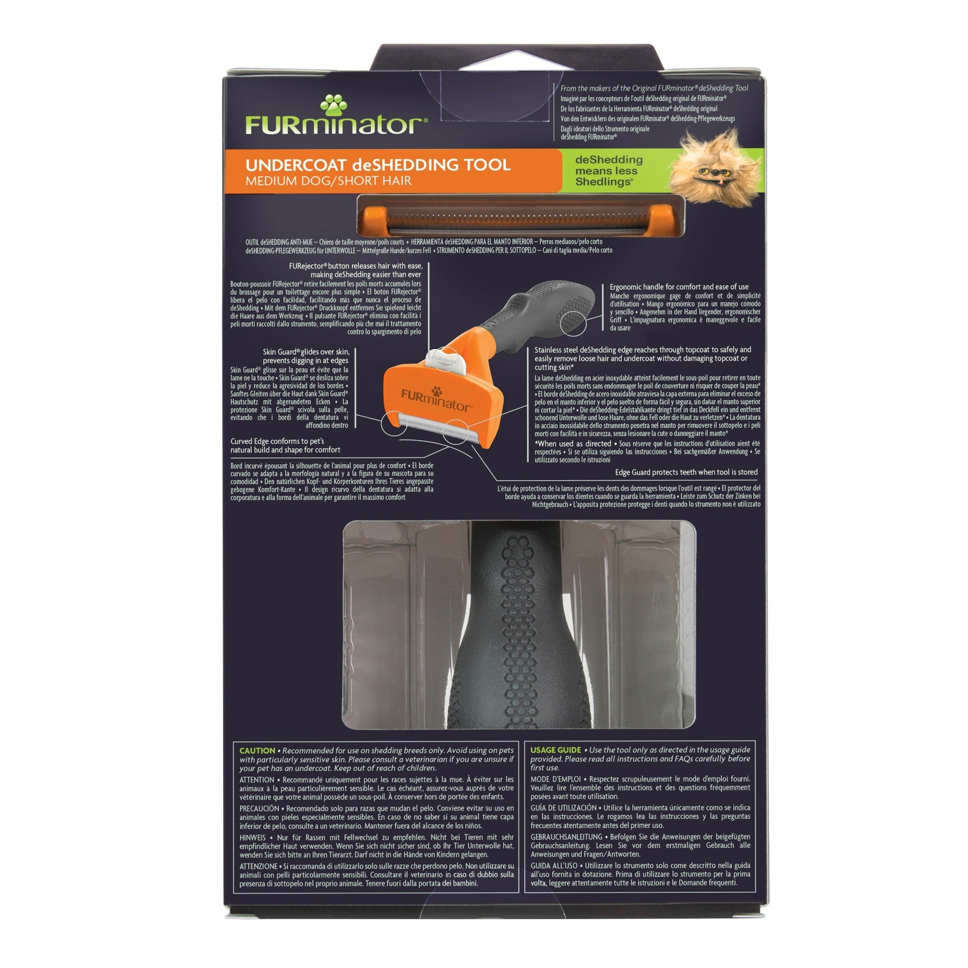 Brosse Furminator poils courts chien