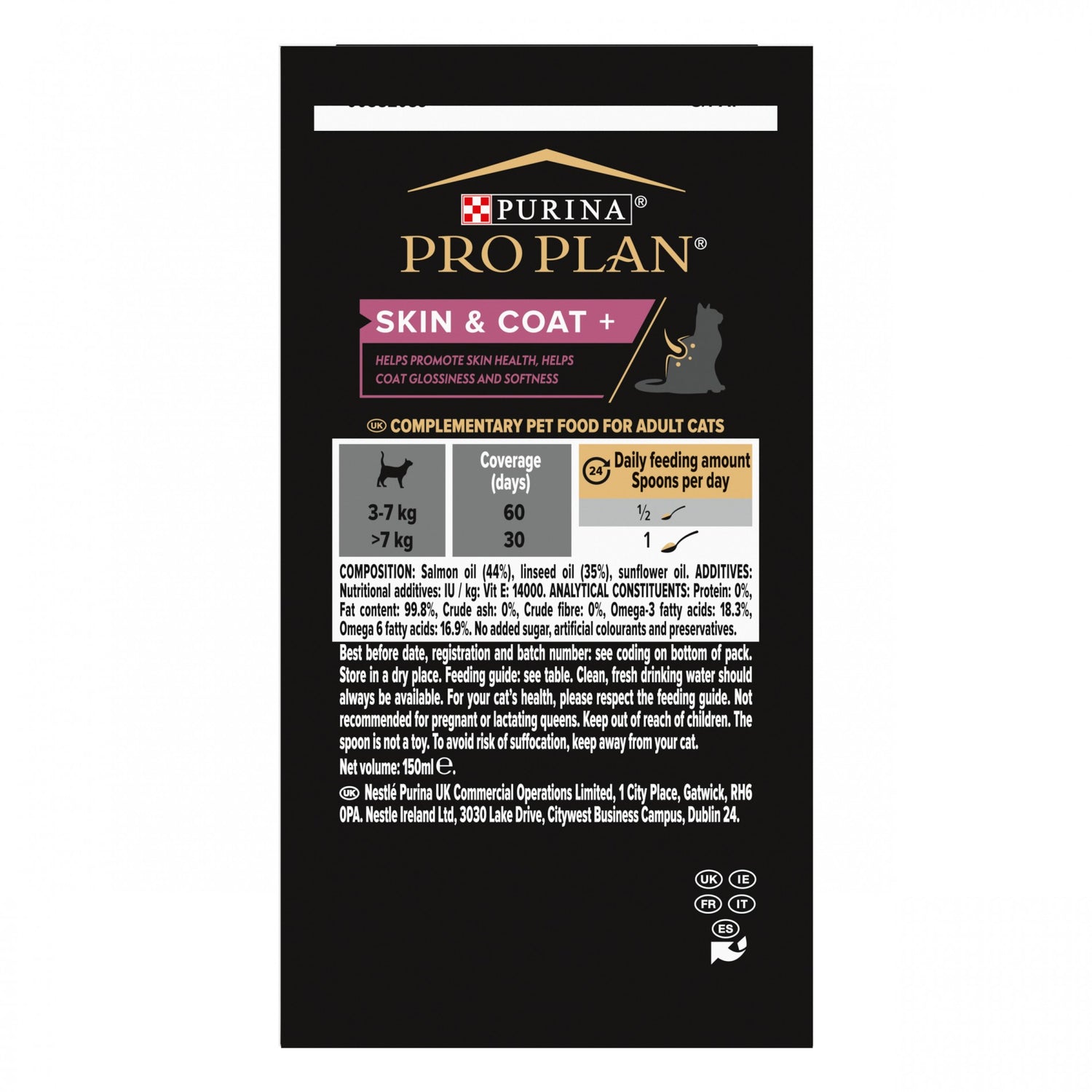 Pro Plan Skin &amp; Coat+ en huile aliment complémentaire chat