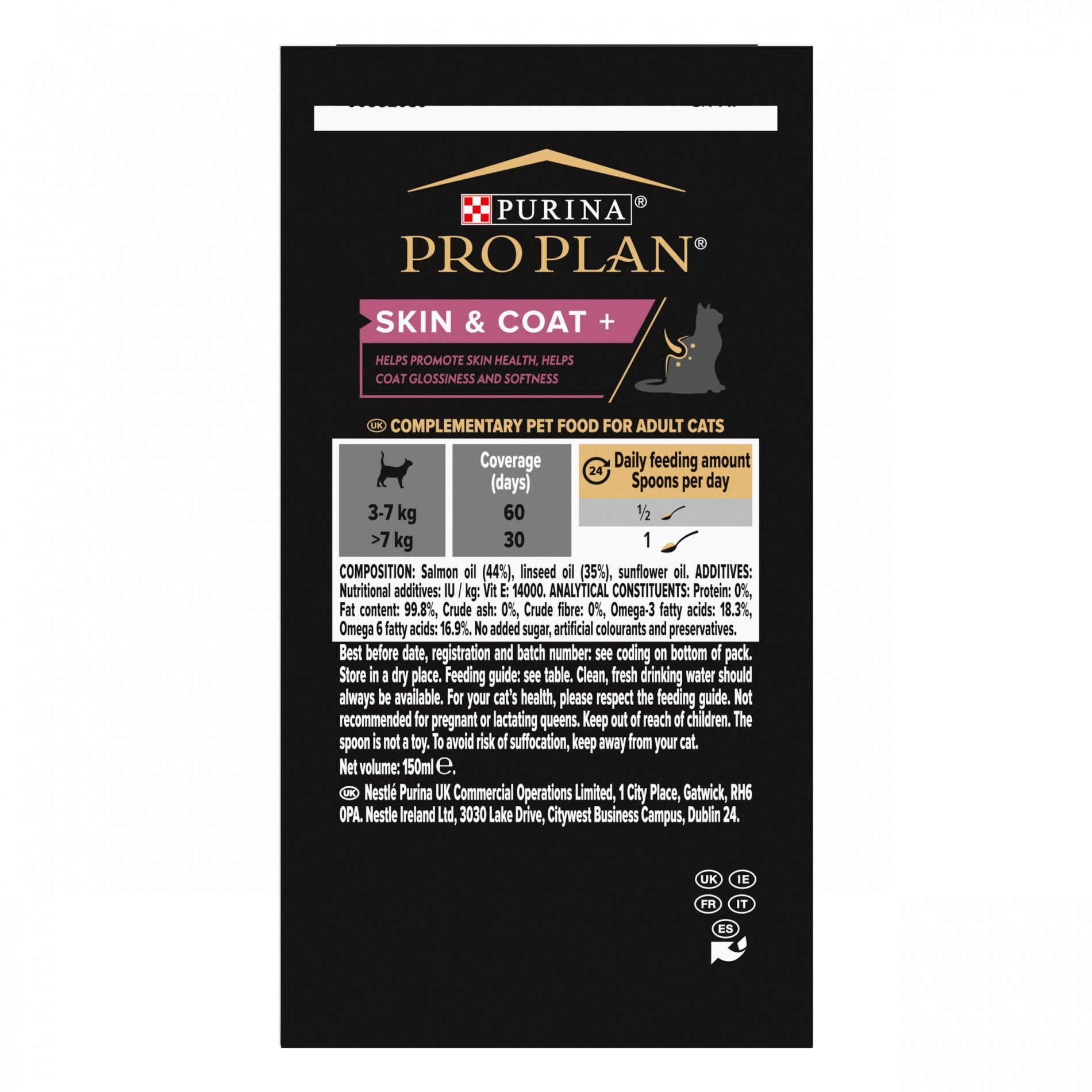 Pro Plan Skin &amp; Coat+ en huile aliment complémentaire chat