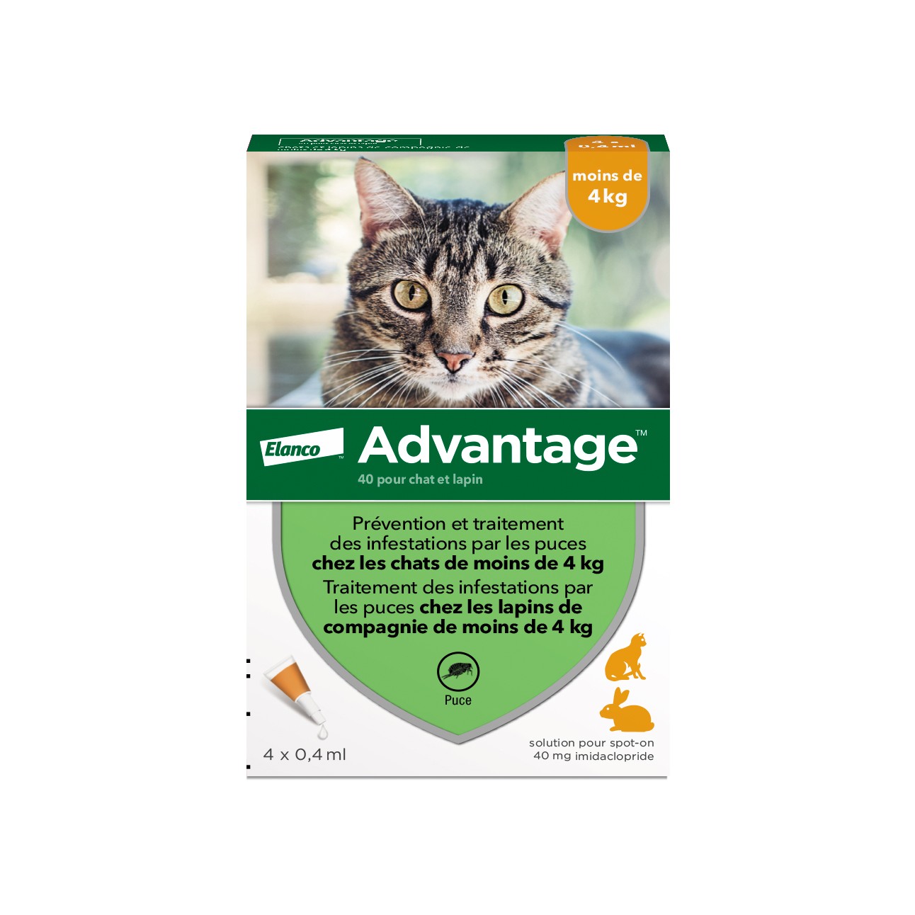 Pipettes Advantage chat, lapin