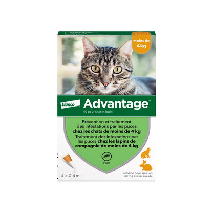 Pipettes Advantage chat, lapin