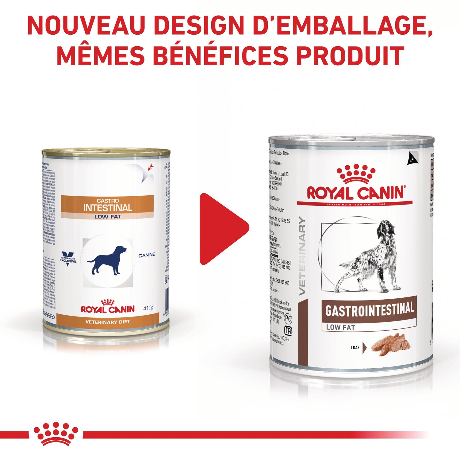 Royal Canin Veterinary Gastrointestinal Low Fat en mousse - pâtée chien