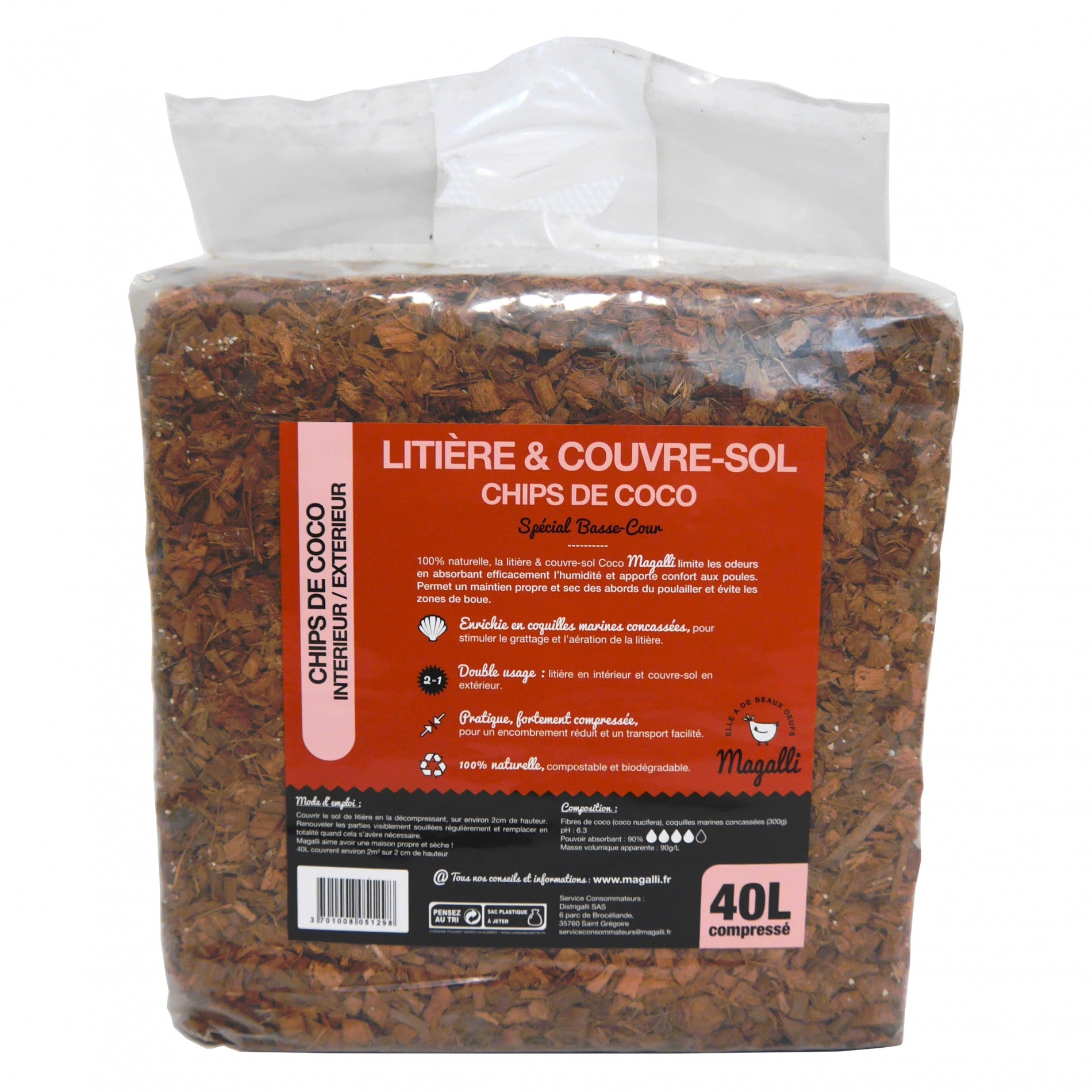 Litière et couvre-sol en chips de coco - poules