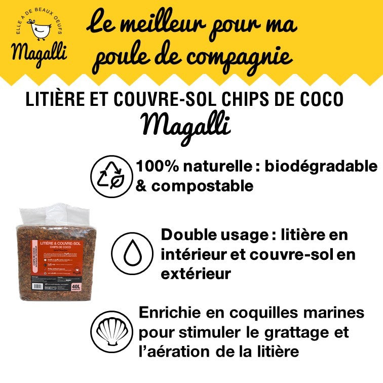 Litière et couvre-sol en chips de coco - poules