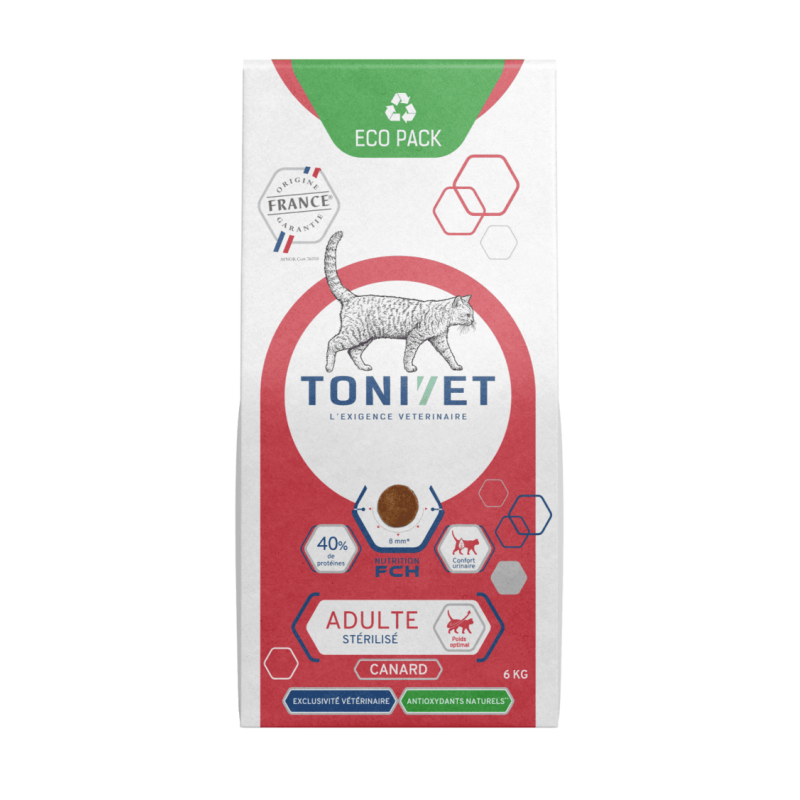 Tonivet adult stérilisé canard - croquettes chat