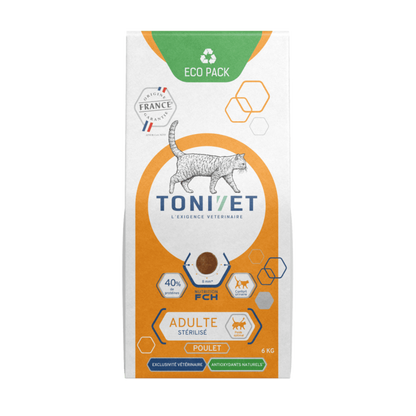 Tonivet adult stérilisé poulet - croquettes chat
