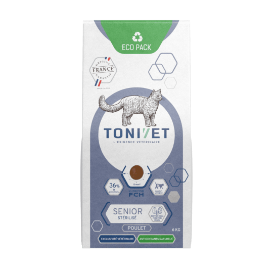 Tonivet Stérilisé Senior au poulet - croquettes chat