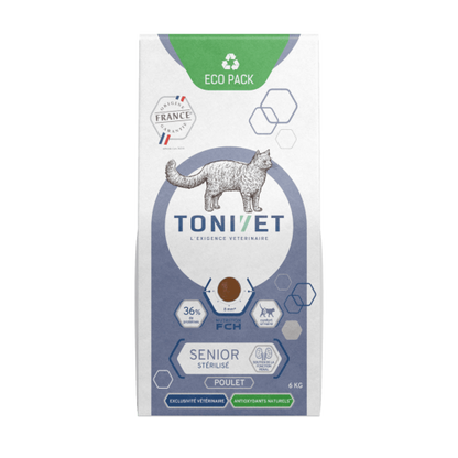 Tonivet Stérilisé Senior au poulet - croquettes chat