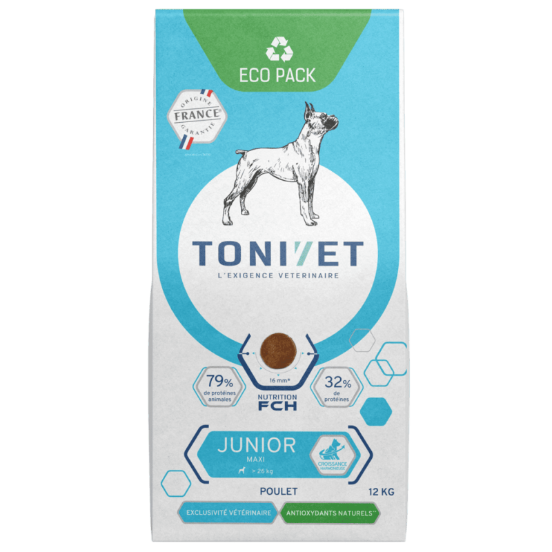 TONIVET JUNIOR MAXI POULET 12KG -croquettes chien