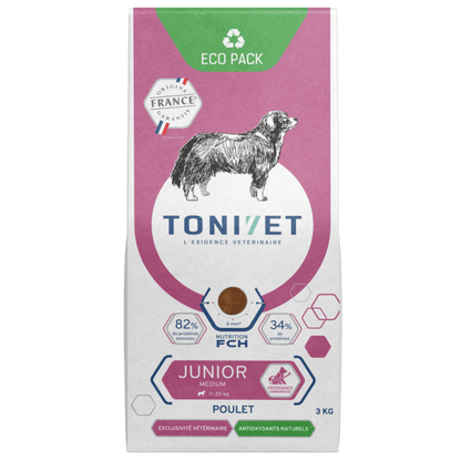 TONIVET JUNIOR MEDIUM POULET -croquettes chien
