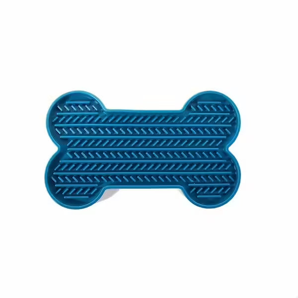 Tapis de léchage os silicone bleu